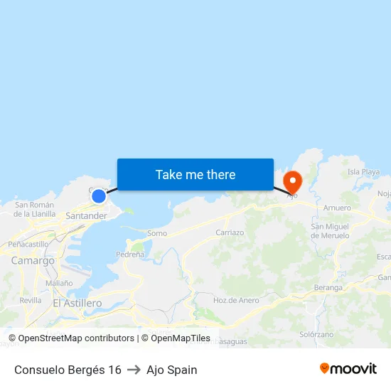 Consuelo Bergés 16 to Ajo Spain map