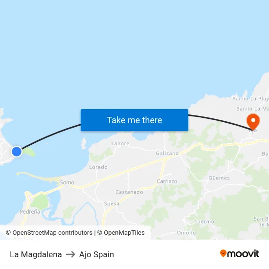 La Magdalena to Ajo Spain map