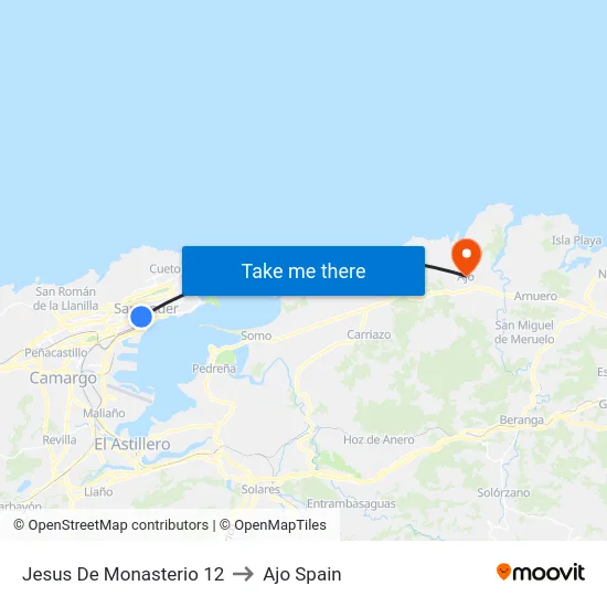 Jesus De Monasterio 12 to Ajo Spain map