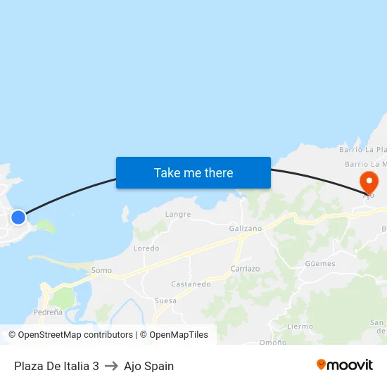 Plaza De Italia 3 to Ajo Spain map