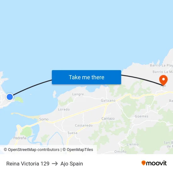 Reina Victoria 129 to Ajo Spain map
