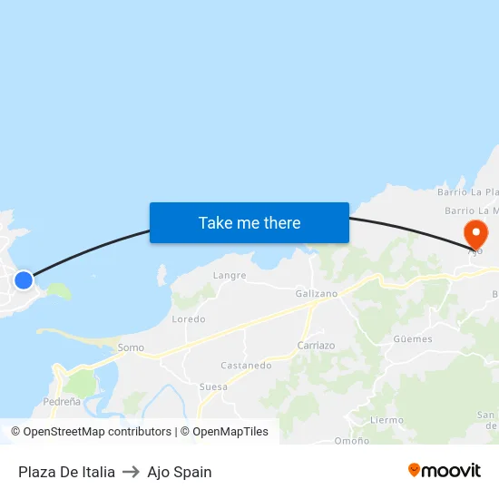 Plaza De Italia to Ajo Spain map