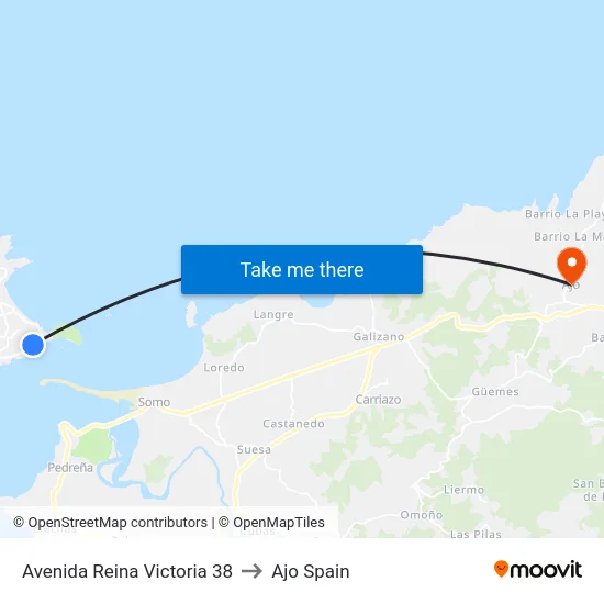 Avenida Reina Victoria 38 to Ajo Spain map