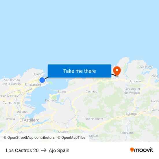 Los Castros 20 to Ajo Spain map
