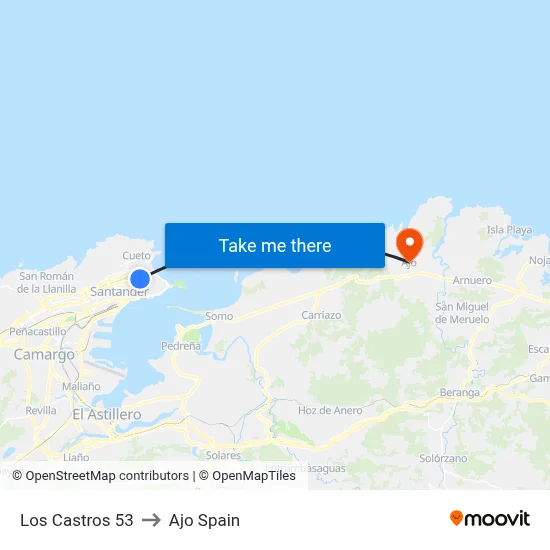 Los Castros 53 to Ajo Spain map