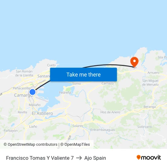 Francisco Tomas Y Valiente 7 to Ajo Spain map