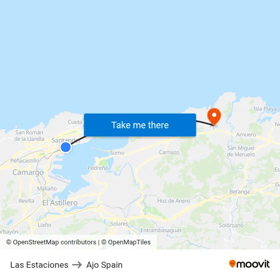 Las Estaciones to Ajo Spain map