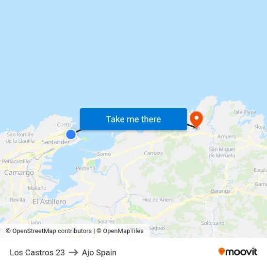 Los Castros 23 to Ajo Spain map