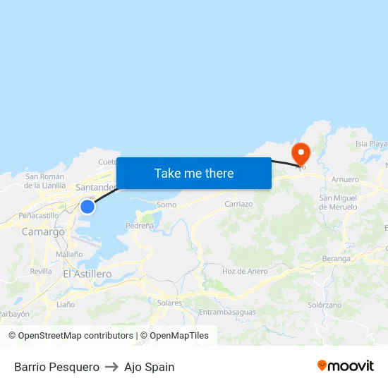 Barrio Pesquero to Ajo Spain map