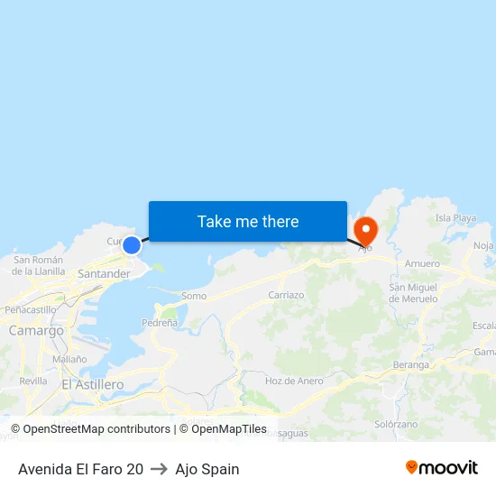 Avenida El Faro 20 to Ajo Spain map
