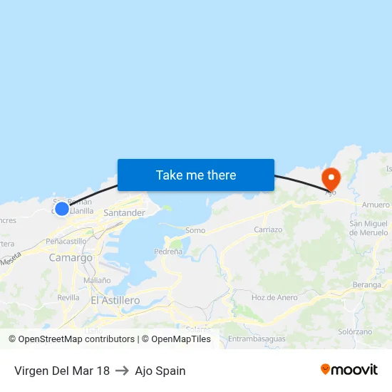 Virgen Del Mar 18 to Ajo Spain map