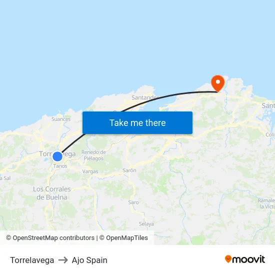 Torrelavega to Ajo Spain map