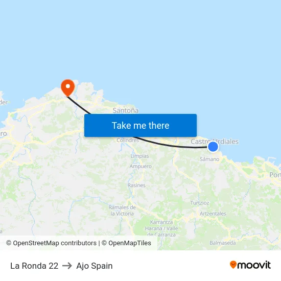 La Ronda 22 to Ajo Spain map