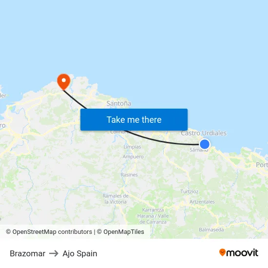 Brazomar to Ajo Spain map
