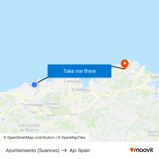 Ayuntamiento (Suances) to Ajo Spain map