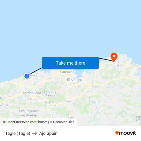 Tagle (Tagle) to Ajo Spain map