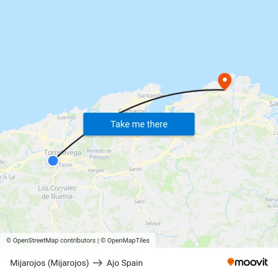 Mijarojos (Mijarojos) to Ajo Spain map