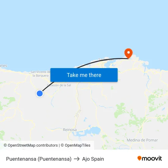 Puentenansa (Puentenansa) to Ajo Spain map