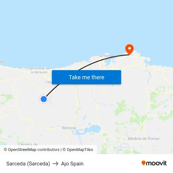 Sarceda (Sarceda) to Ajo Spain map