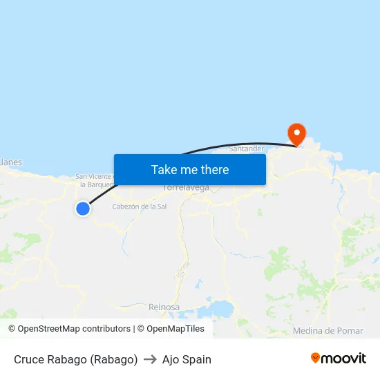 Cruce Rabago (Rabago) to Ajo Spain map