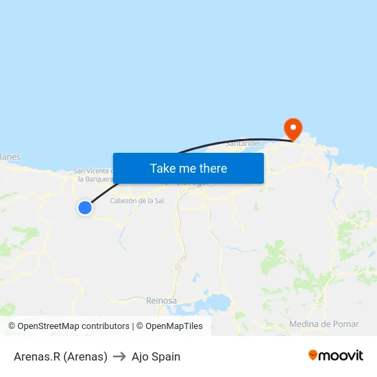 Arenas.R (Arenas) to Ajo Spain map