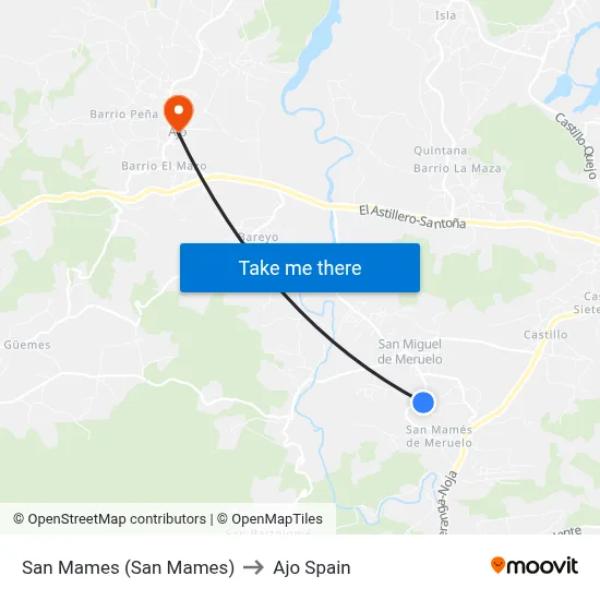 San Mames (San Mames) to Ajo Spain map