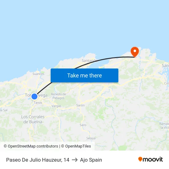 Paseo De Julio Hauzeur, 14 to Ajo Spain map