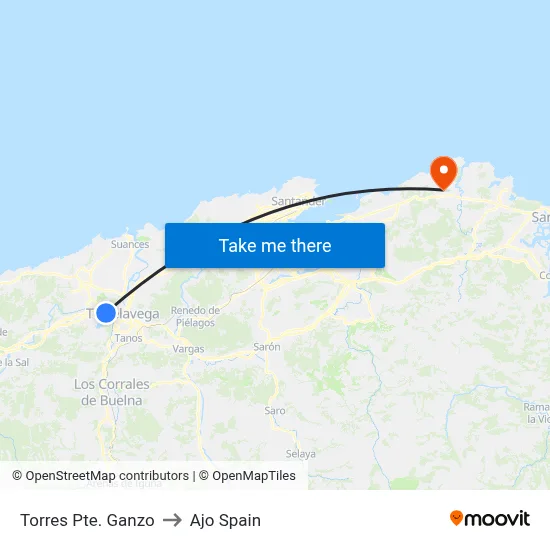 Torres Pte. Ganzo to Ajo Spain map