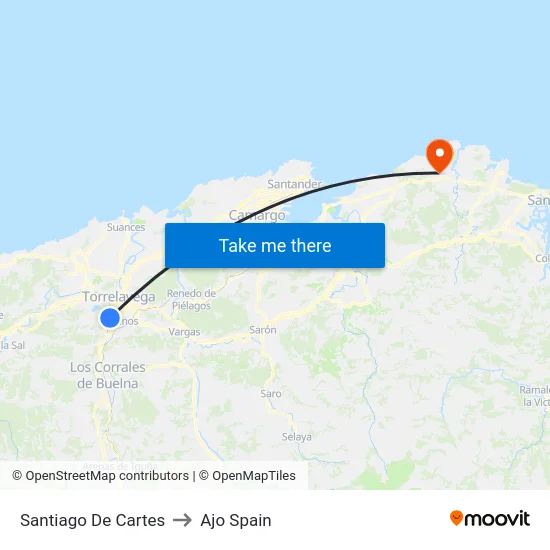 Santiago De Cartes to Ajo Spain map