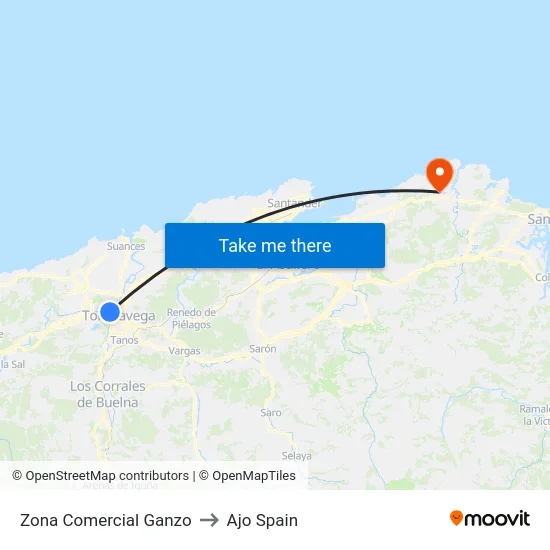 Zona Comercial Ganzo to Ajo Spain map