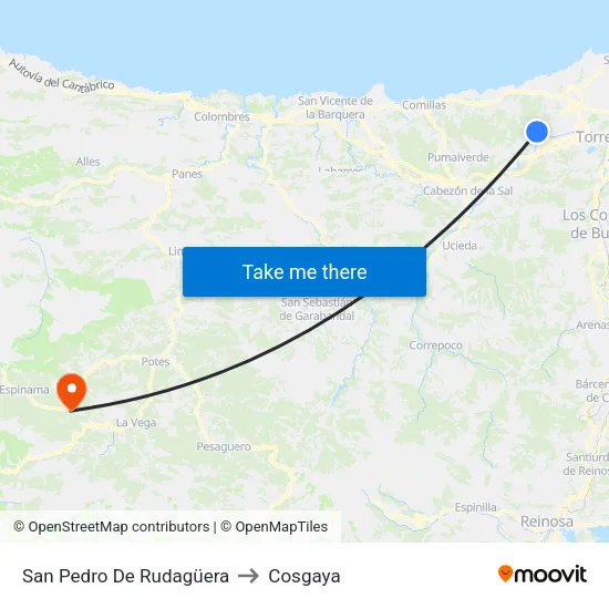 San Pedro De Rudagüera to Cosgaya map