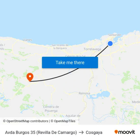Avda Burgos 35 (Revilla De Camargo) to Cosgaya map