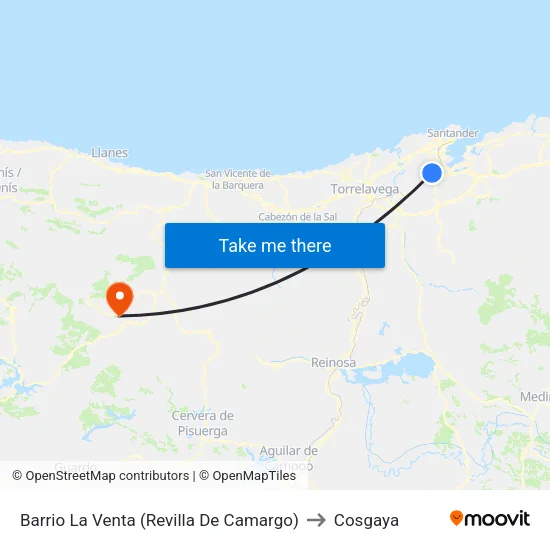 Barrio La Venta (Revilla De Camargo) to Cosgaya map