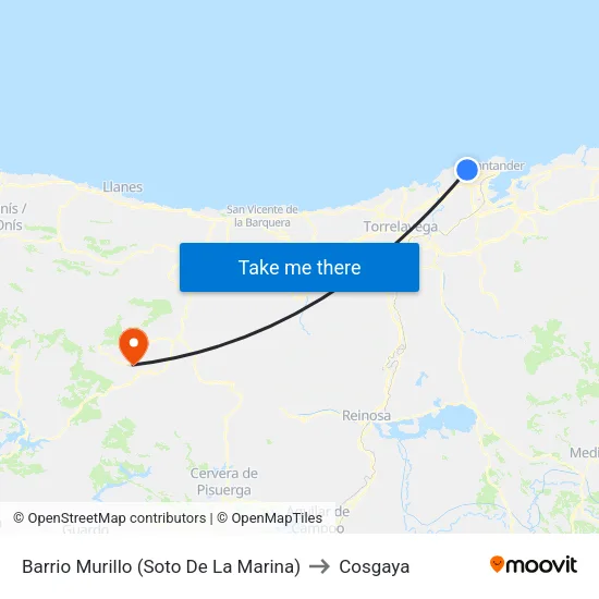 Barrio Murillo (Soto De La Marina) to Cosgaya map