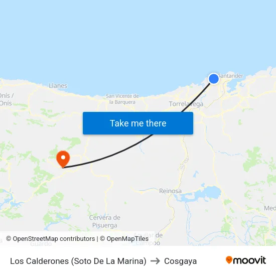 Los Calderones (Soto De La Marina) to Cosgaya map