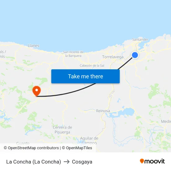 La Concha (La Concha) to Cosgaya map