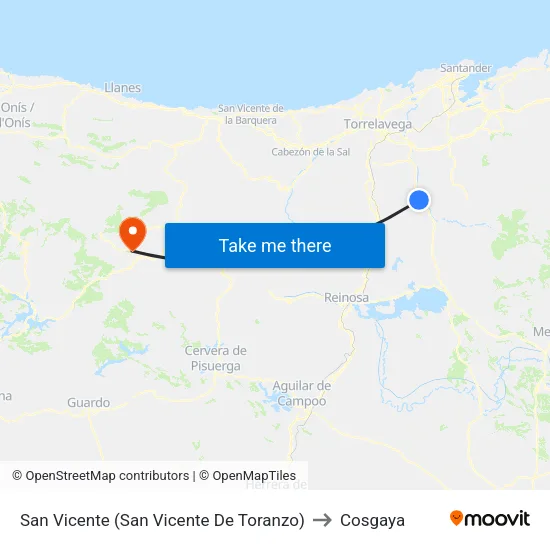 San Vicente (San Vicente De Toranzo) to Cosgaya map