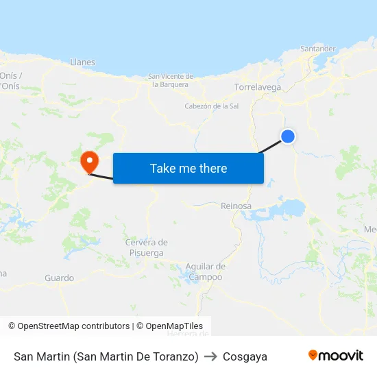 San Martin (San Martin De Toranzo) to Cosgaya map