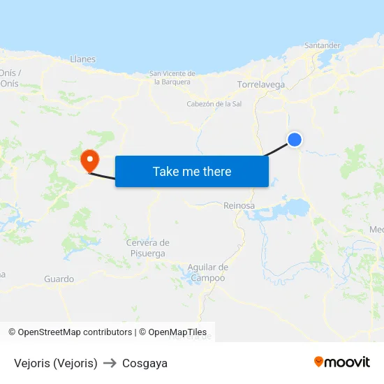Vejoris (Vejoris) to Cosgaya map