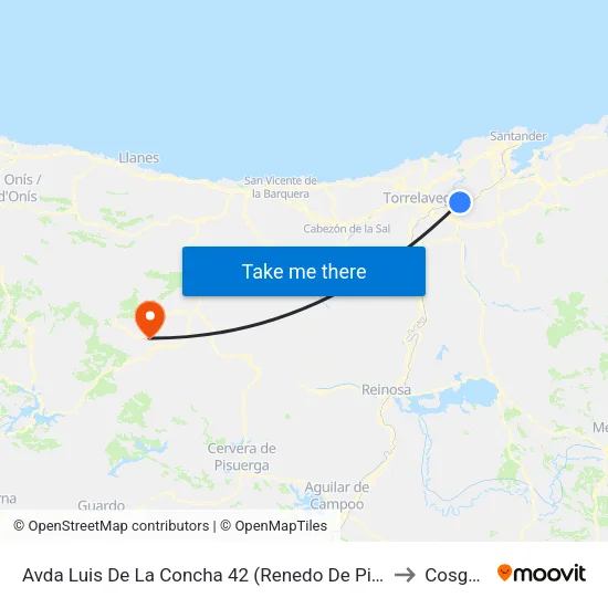 Avda Luis De La Concha 42 (Renedo De Pielagos) to Cosgaya map