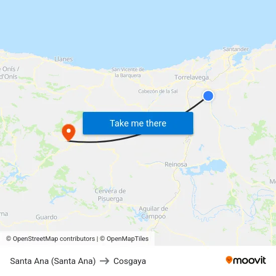 Santa Ana (Santa Ana) to Cosgaya map