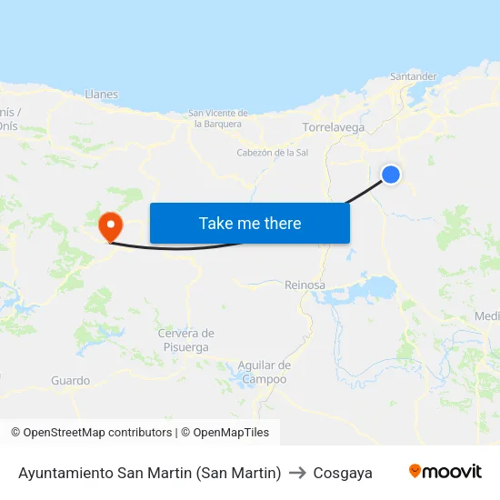 Ayuntamiento San Martin (San Martin) to Cosgaya map