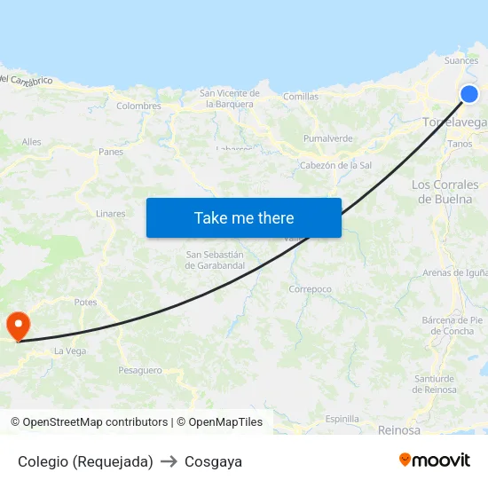 Colegio (Requejada) to Cosgaya map