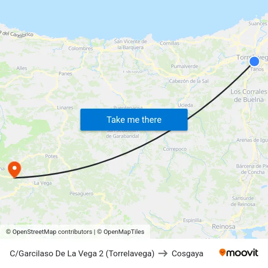C/Garcilaso De La Vega 2 (Torrelavega) to Cosgaya map