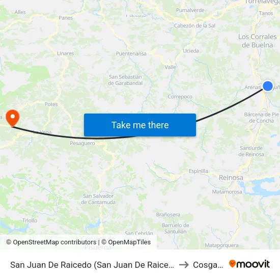 San Juan De Raicedo (San Juan De Raicedo) to Cosgaya map