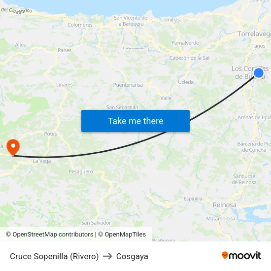 Cruce Sopenilla (Rivero) to Cosgaya map