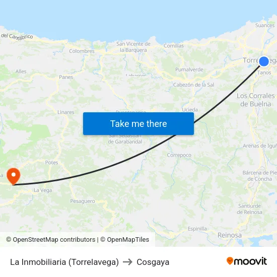 La Inmobiliaria (Torrelavega) to Cosgaya map