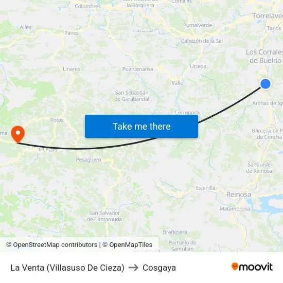 La Venta (Villasuso De Cieza) to Cosgaya map