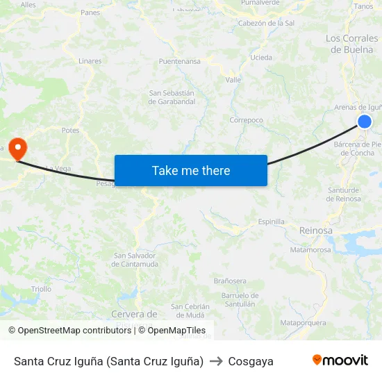 Santa Cruz Iguña (Santa Cruz Iguña) to Cosgaya map