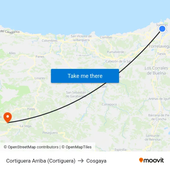 Cortiguera Arriba (Cortiguera) to Cosgaya map